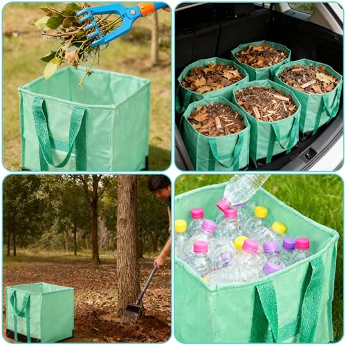 Vtuesxn Garden Bag, Large Capacity 64L, Leaf Bag, Self-Standing Garden Bucket, Large Yard Bag with Handle, Foldable, Reusable, Eco-Friendly, Waterproo
