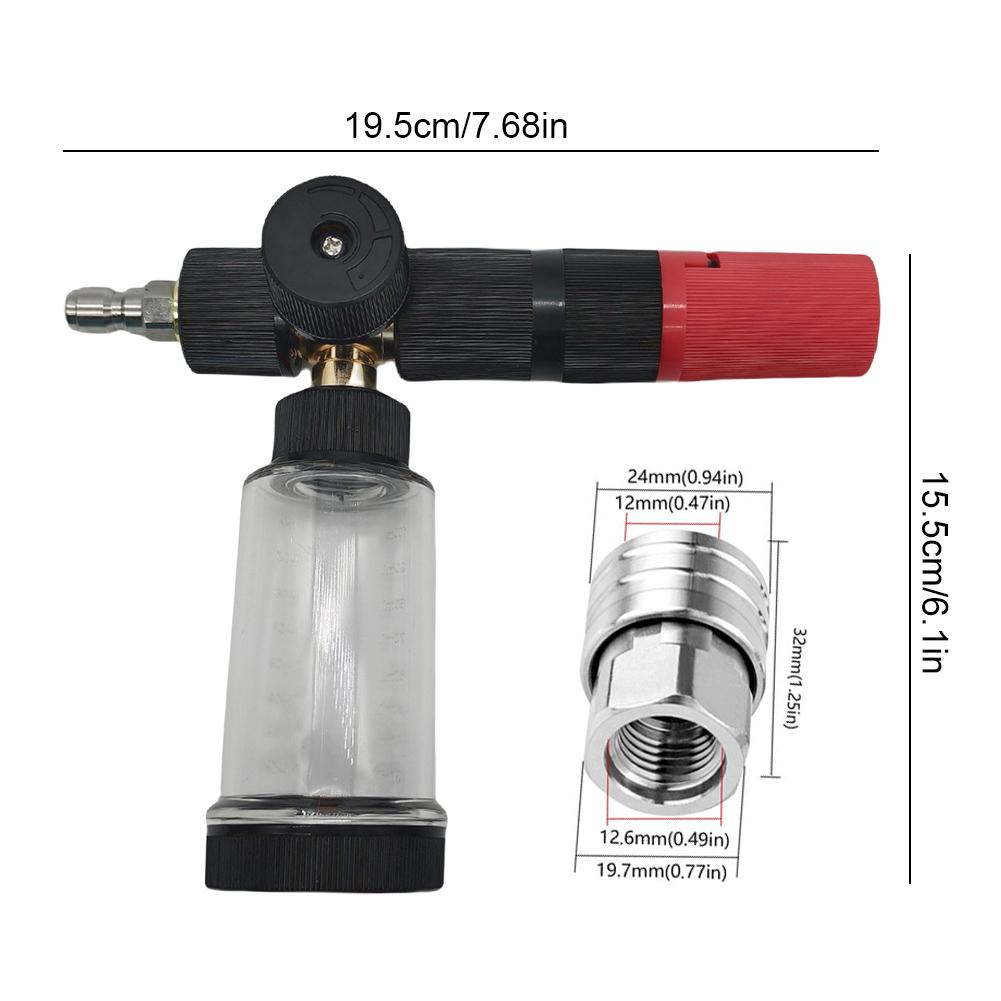 100 мл Пистолет для мойки высокого давления с быстроразъемным соединителем 1/4 дюйма Пенораспылитель для мойки автомобилей Регулируемый пенобак для чистки автомобилей внедорожников