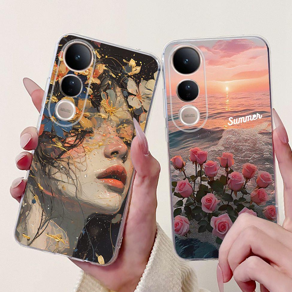 For Vivo V50 Lite 5G Case Cover Cute Cat Luxury Fashion Flowers Funny Cool Painted Back Cover For Vivo V50Lite 5G Phone Case