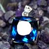 Blue Topaz Pendant Square Cushion 925 Sterling Silver Natural 124 Ct CERTIFIED My-481-sa
