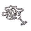 Stainless Steel Viking Necklace Wolf Head Thor Hammer Pendant Necklace Men 'S Accessories