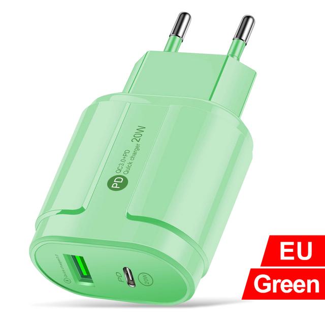 Быстрое зарядное устройство PD20W QC 3.0, EU US вилка, универсальный настенный адаптер с несколькими USB C, зарядное устройство для телефона для iPhone 14 Samsung Xiaomi Huawei
