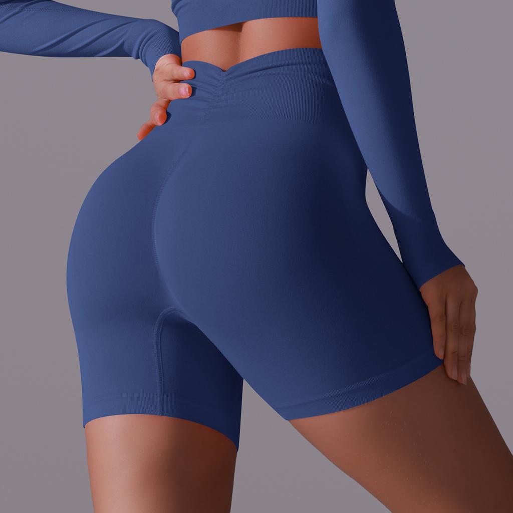 Женские бесшовные спортивные шорты с высокой талией, шорты для тренировок в тренажерном зале, шорты персикового цвета для фитнеса, йоги, леггинсы