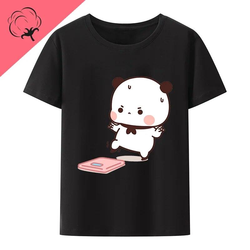 Милый Бубу бросает шлепанцы в Дуду, так как он дразнит Бубу Футболки с медведем Футболка Kawaii WoУнисекс Одежда Топы унисекс Футболки с рисунком