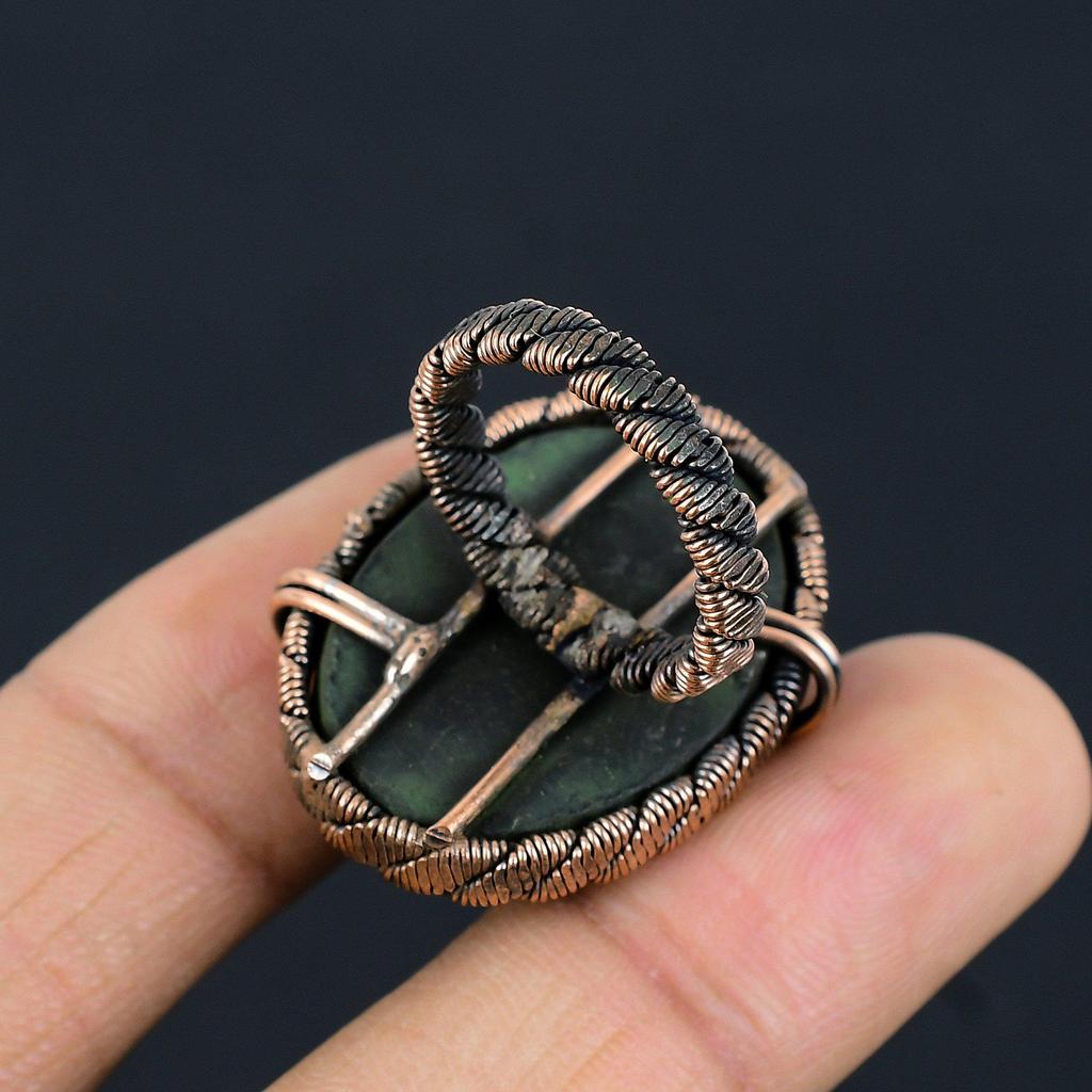 Abalone Shell Gemstone Copper Wire Wrapped Handmade Jewelry Ring For Woman