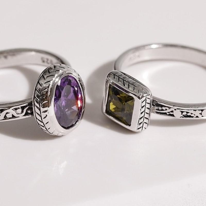 Brilliance Amethyst + Peridot Set Ring