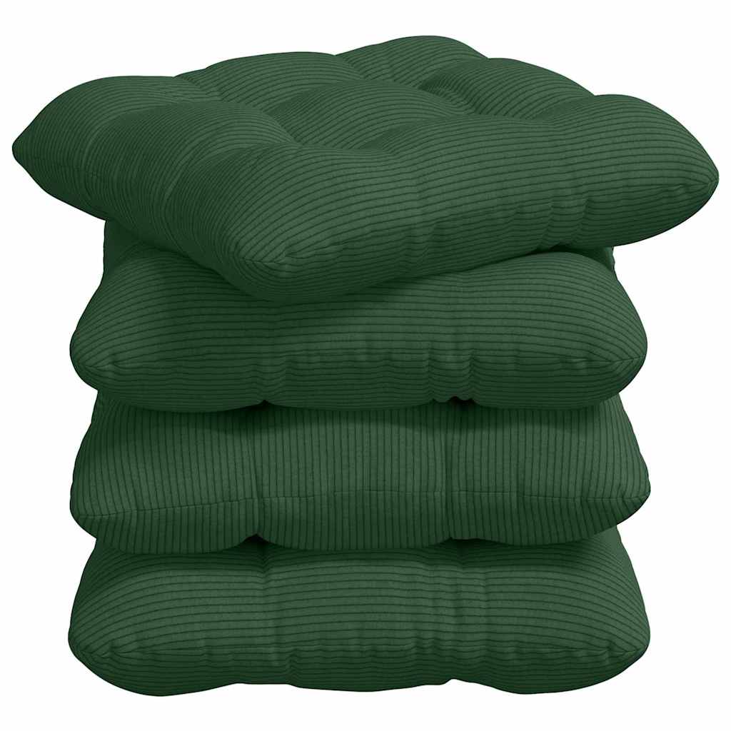 Seat Cushions 4 pcs Dark Green 40 x 40 cm Corduroy Fabric