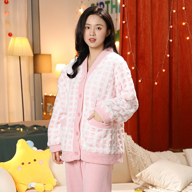 Утолщенный фланелевый костюм для мамы и дочери на осень/зиму - Размеры M и L