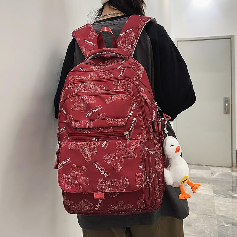 Girls Burgundy Large Capacity Middle School Junior Middle School Elementary School Backpack