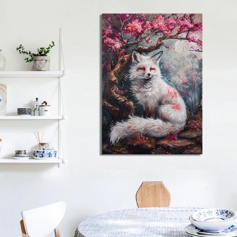Sakura Fox Penguin Owl Eagle Raccoon Flamingo Poster Print Animal Canvas Painting for Living Room Home Decor