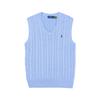 Polo Solid Logo Cable Knit V-Neck Casual Sweater Vest Men Sweater Vests Light-Blue 710766173-019