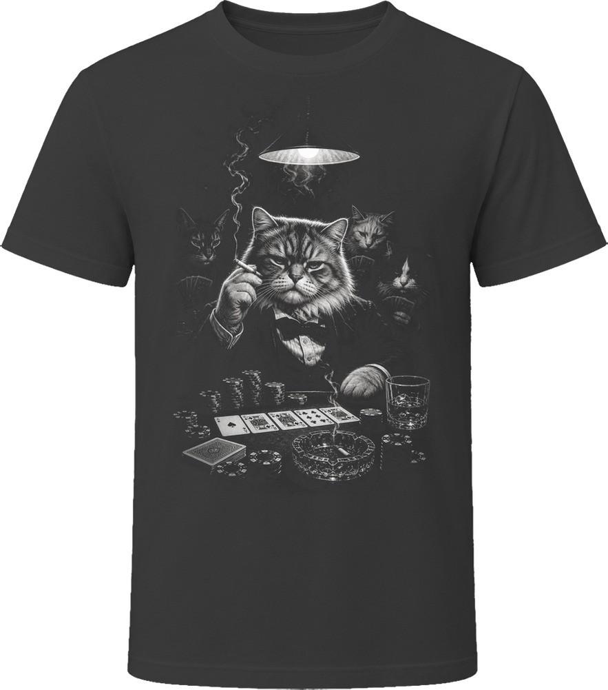 Cymric Cat Playing Cards Midnight Poker Game T-Shirt