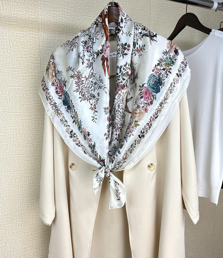 Winter Garden 110 Silk Crepe Satin Square Scarf Mulberry Silk Ladies Spring And Summer Sunscreen Silk Scarf Shawl