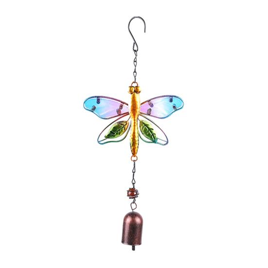 Stained Glass Wind Chime for Outside Handmade Dragonfly Hummingbird Metal Windchime for Outdoor Indoor Home Garden Patio Yard Window Decoration