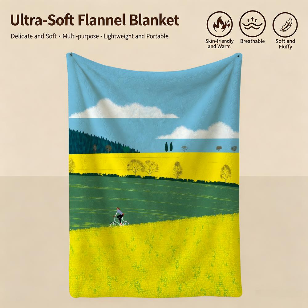 artist R-Ryo Takemasa-A Throw Warm Soft Flannel Blanket, Multi-use for Sofa Bed Camping Travel Nap