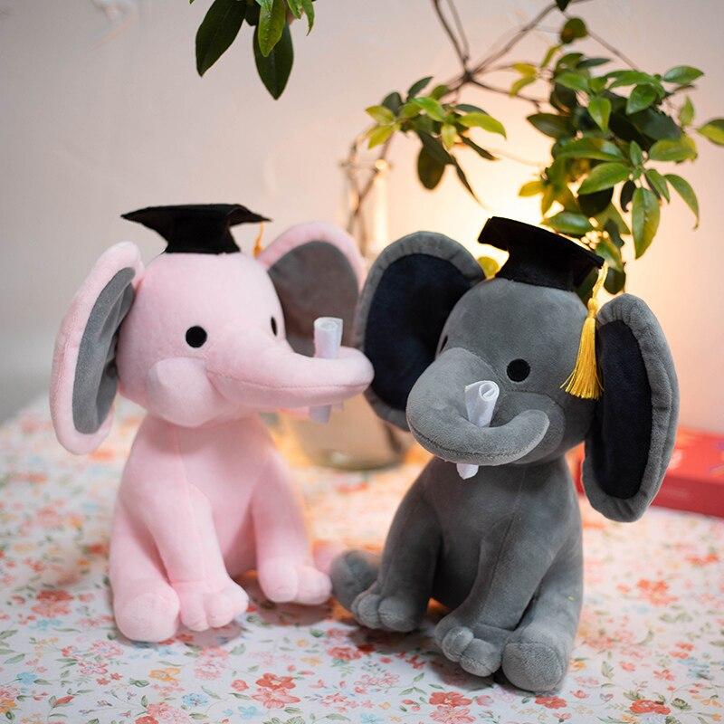 1pc 25cm Cute Elephant With Doctor Plush Dolls Stuffed Graduation Baby Elephant Soft Toy For Kids Girls Children Birthday Gifts