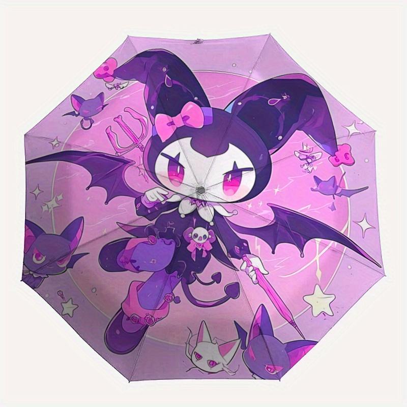 1pc Creative Kuromi Automatic 3-Fold Cartoon Umbrella Design, Cute Cartoon Pattern, Portable Outdoor Umbrella, Perfect, Holiday Gift for Disney fans.V