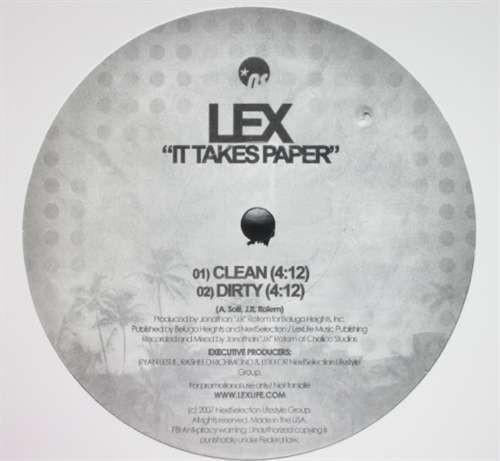 12-дюймовая пластинка LEX - It Takes Paper NESE12S002 NextSelection 2007 US Rap & Hip-Hop/R&B Б/у