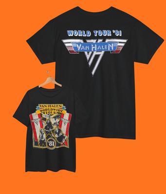 Винтажная футболка Van Halen с туровым принтом 1981 World 1984 Концертная футболка группы 90-х Рок