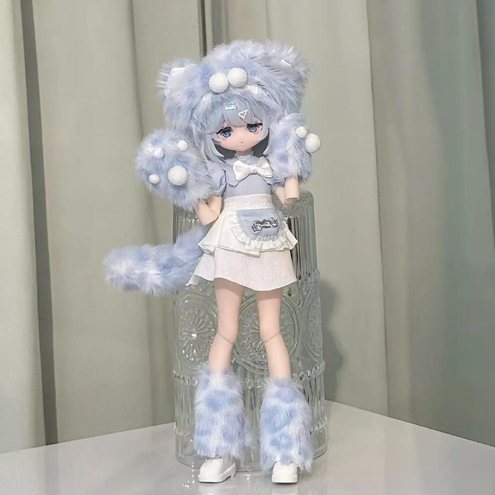 Набор зимней одежды для кукол 1/8 1/12 OB11 BJD - Милый теплый наряд горничной из плюша, аксессуары для переодевания кукол (Только Одежда)
