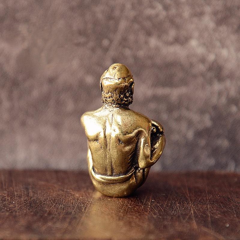 Антикварные латунные Дхарма Sratue Будда Медные фигурки Миниатюры Основатель буддизма Винтаж Твердый бронзовый орнамент Ремесленные украшения для стола