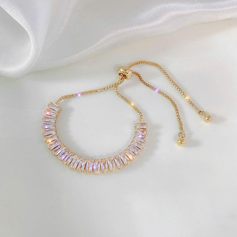 Квадратный циркон с имитацией кристалла, блестящий браслет, регулируемый женский ювелирный подарок