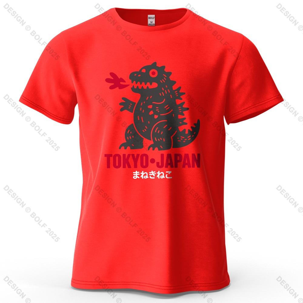 Tokyo Dinosaur Printed Men's T-Shirt Oversized Japanese Harajuku Graphic Tees for Women Tops Tees Casual Streetwear