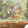 Easter Bunny Window Sticker Waterproof PVC Self-adhesive Home Office Living Room Colorful Egg Tree Rabbit Wall Art Decoration Decal