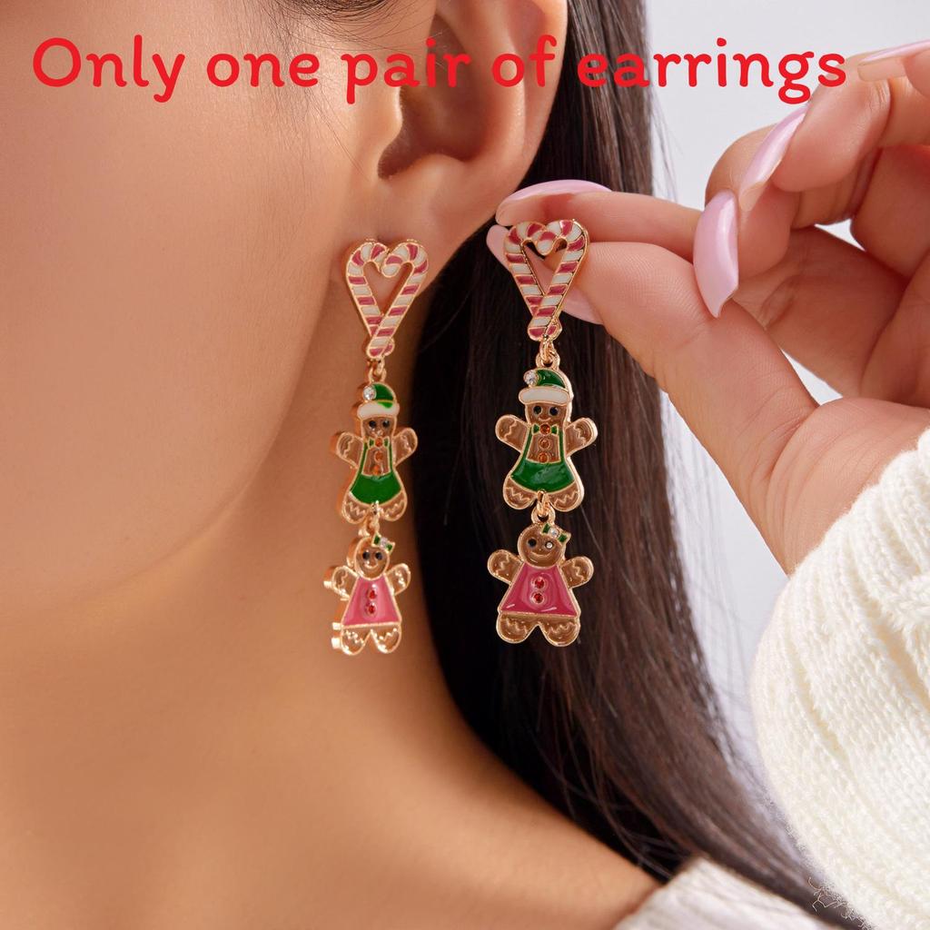 Christmas Theme Alloy Earrings With Suede Tassels Details For Seasonal Wear