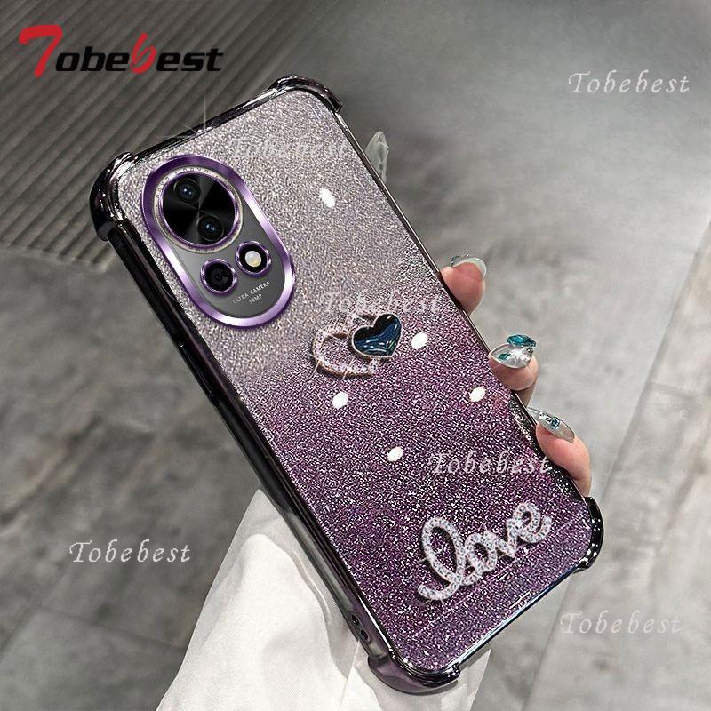 3D Любовь Противоударный Блестящий Гальванический Чехол для Huawei Nova 14 Ultra 13 12 11 10 9 8 7 Pro SE Силиконовый Чехол