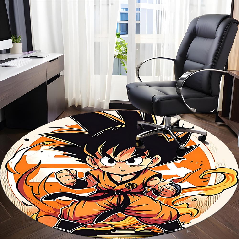 1pc Goku Saiyan Office Round Area Rug, Indoor Mat Suitable For Office,Bedroom Living Room Home Decor, Room Deco a0926155