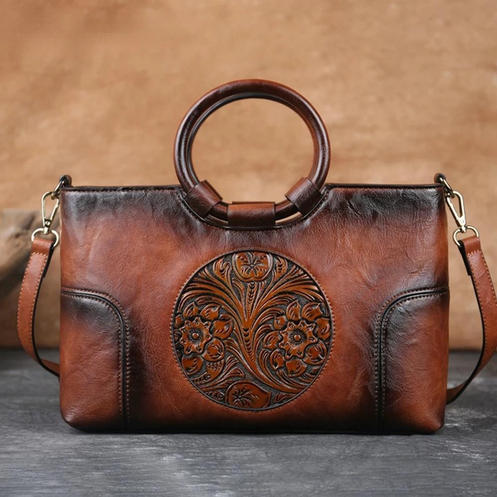 Shoulder Bags for Women Luxury Handbags Designer Retro Handmade Embossed Messenger Purse Bags