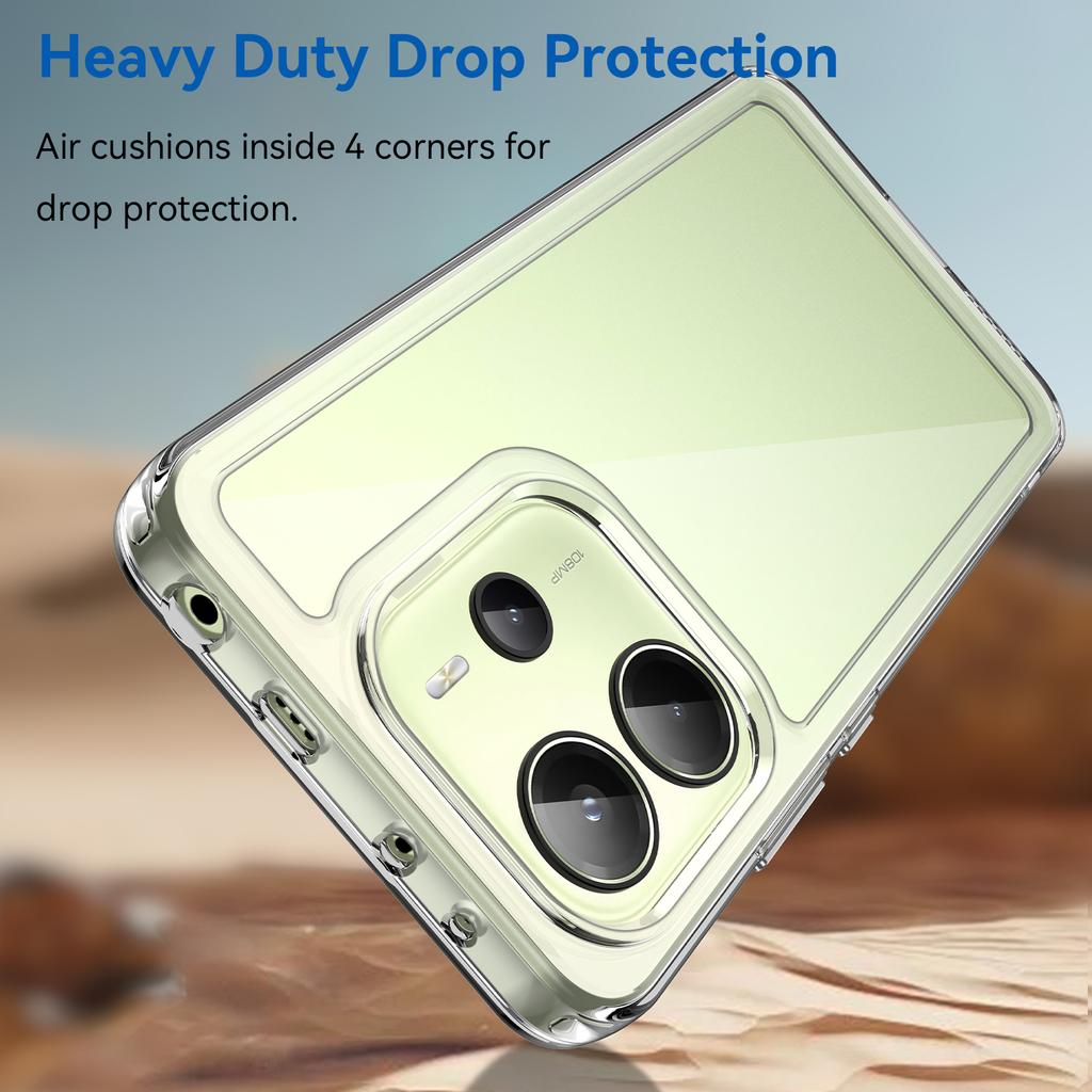 For Xiaomi Redmi Note 14 4G (164.84mm) Case TPU Acrylic Clear Phone Cover with Tempered Glass Film