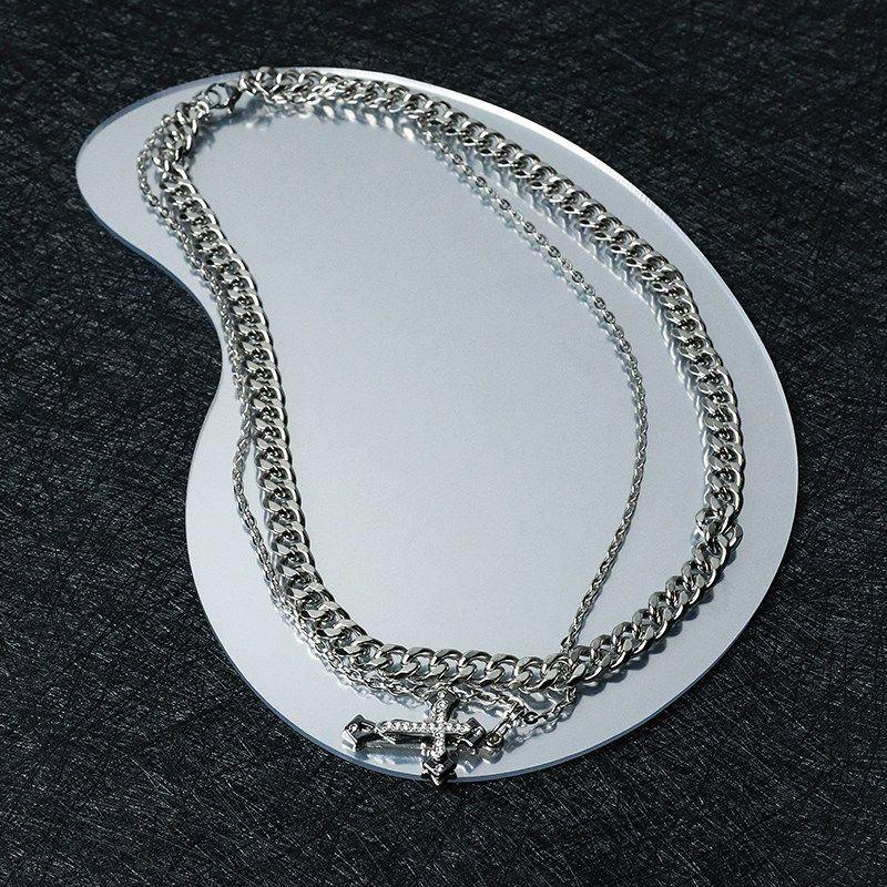 INS Cross Pendant Titanium Steel Women's High Street Cuban Link Chain