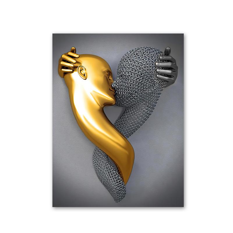 3D Любовь Сердце Серая Металлическая Фигура Статуя Холст Картина Плакаты и принты Современные Настенные Художественные Фотографии для Гостиной Домашний Декор