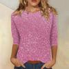 Women's Fashion Casual Three-quarter Sleeve Sequin Printed Round Neck Top