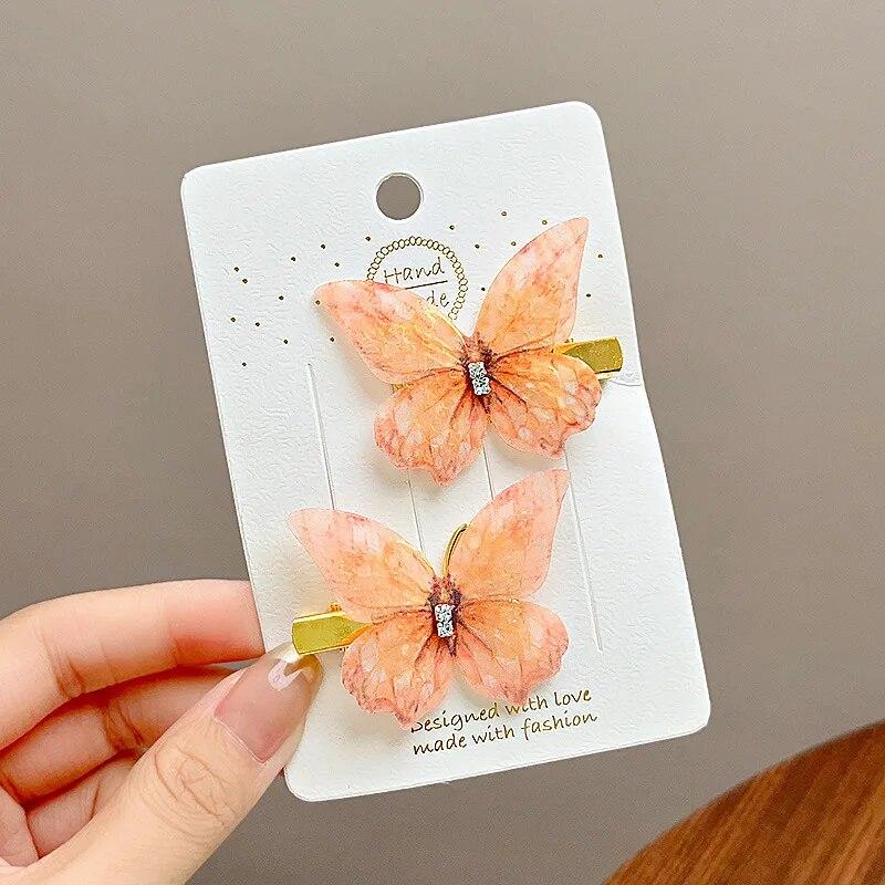 Children's Cute Butterfly Hairpins Sweet Colorful Hair Clips Headwear Korean Rhinestone Barrettes for Baby Girl Hair Accessories