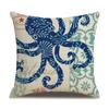 Linen Pillowcase Hand-painted Marine Cotton Linen Coral Seahorse Starfish Octopus Home Soft Furnishing Cushion Cover