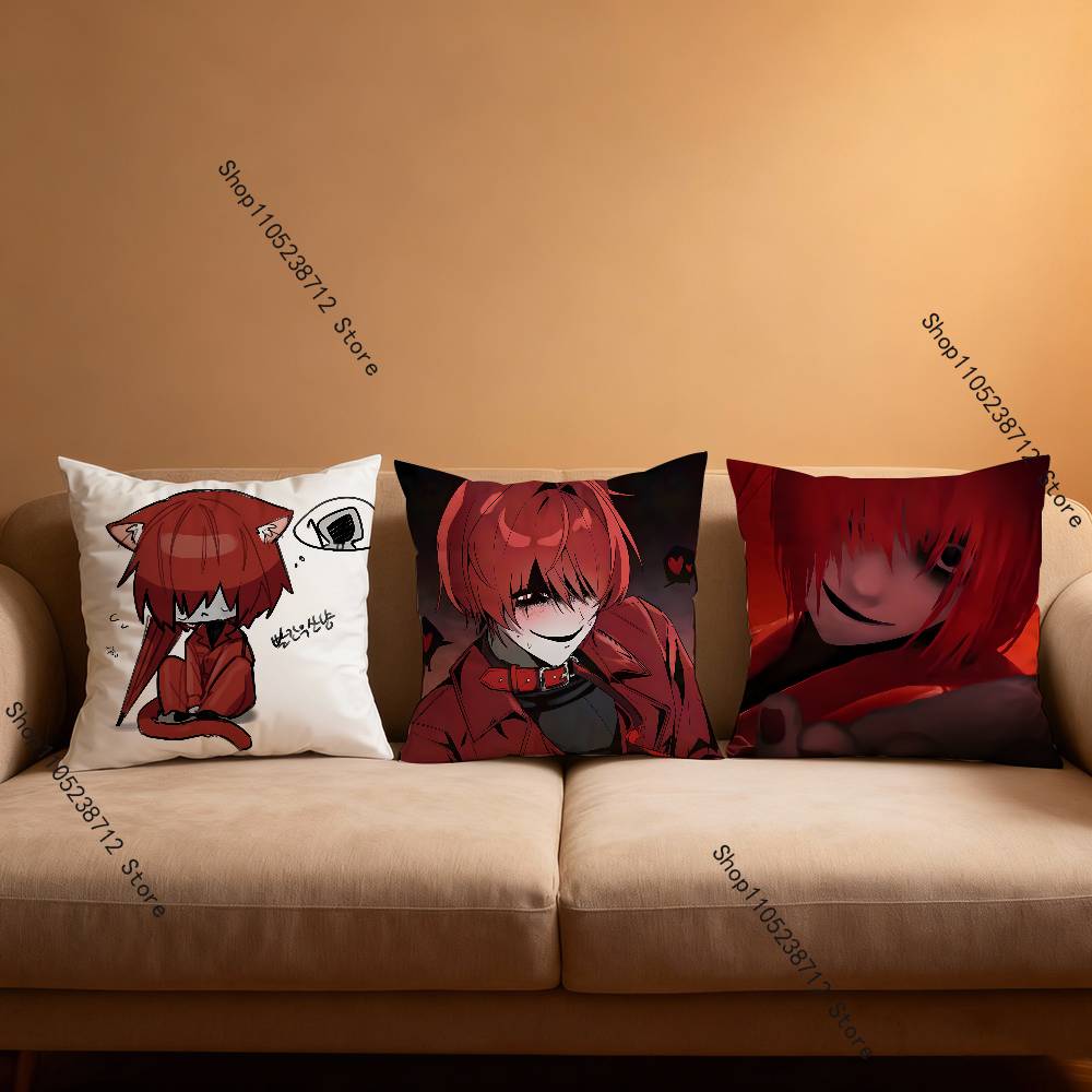 H-Homicipher Mr.Scarletellas Anime Pillow Covers Cartoon Sofa Decorative Home Double-Sided Printing Short Plush Cushion Cover