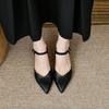 Модные женские туфли на высоком каблуке 2024 Специальное предложение Женская обувь Остроносые однотонные туфли на толстом каблуке Повседневное платье Элегантные женские туфли на высоком каблуке