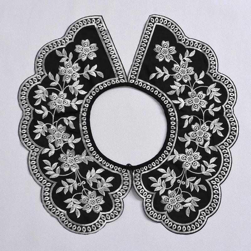 Women Fake Collar Shawl Detachable Blouse Decoration Lace Romantic Flower Embroidery Multi-Layer False Collar Shirt Collar