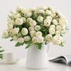 Artificial Tea Rose Easy Care Never Fade Realistic No Watering DIY 15 Heads Artificial Camellia Faux Silk Flower Wedding Decoration Floral Arrangement