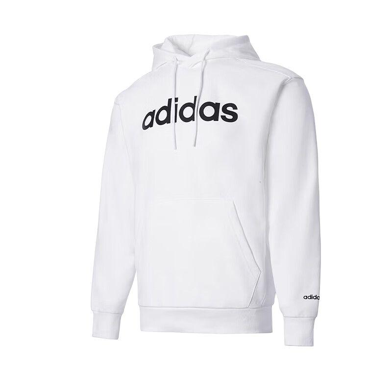 Adidas Retro Letter Hooded Drawstring Casual Long Sleeve Sweatshirt Men Sweatshirt White JF3319