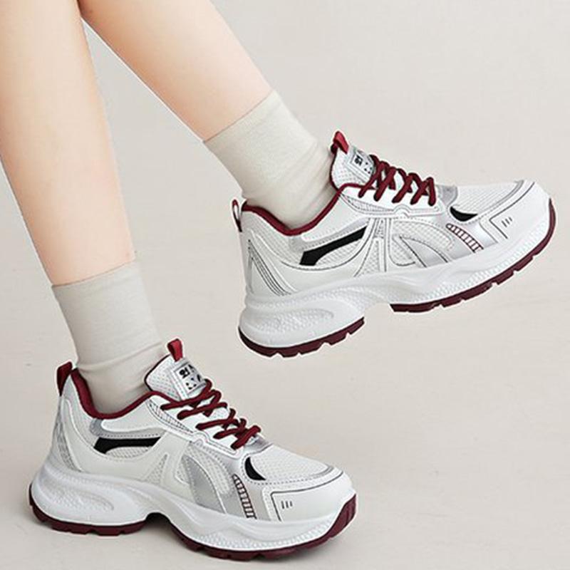 Fashion Breathable Mesh Running Sneakers Women Spring Autumn Fashion Mix Color Platform Sports Shoes Woman Lace Up Non Slip Shoes Female
