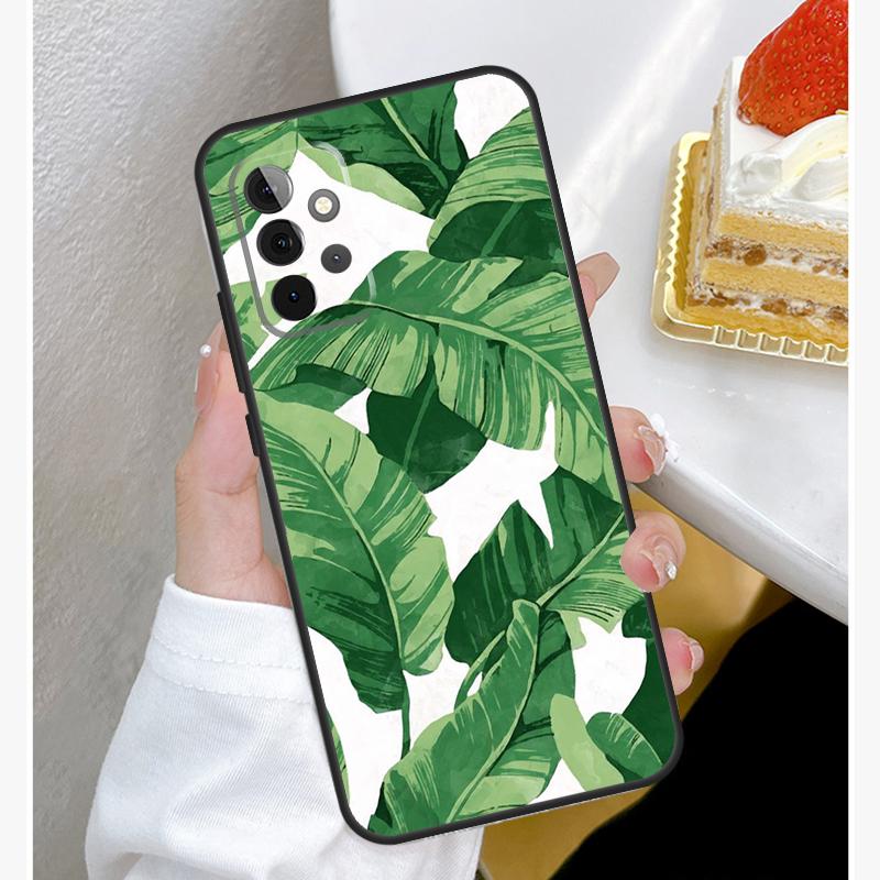 Чехол с банановыми листьями для Samsung Galaxy A15 A25 A35 A55 A51 A71 A12 A32 A52 A13 A33 A53 A14 A34 A54