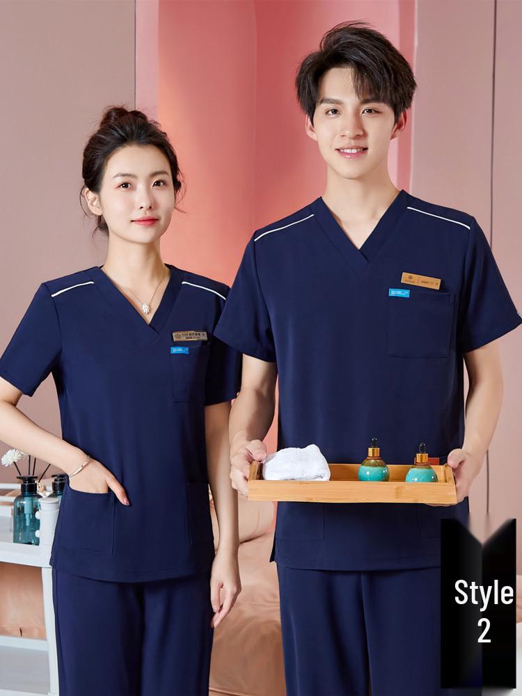 Unisex High-End Spa & Sauna Uniform Set for Beauty Technicians and Postpartum Recovery Specialists.