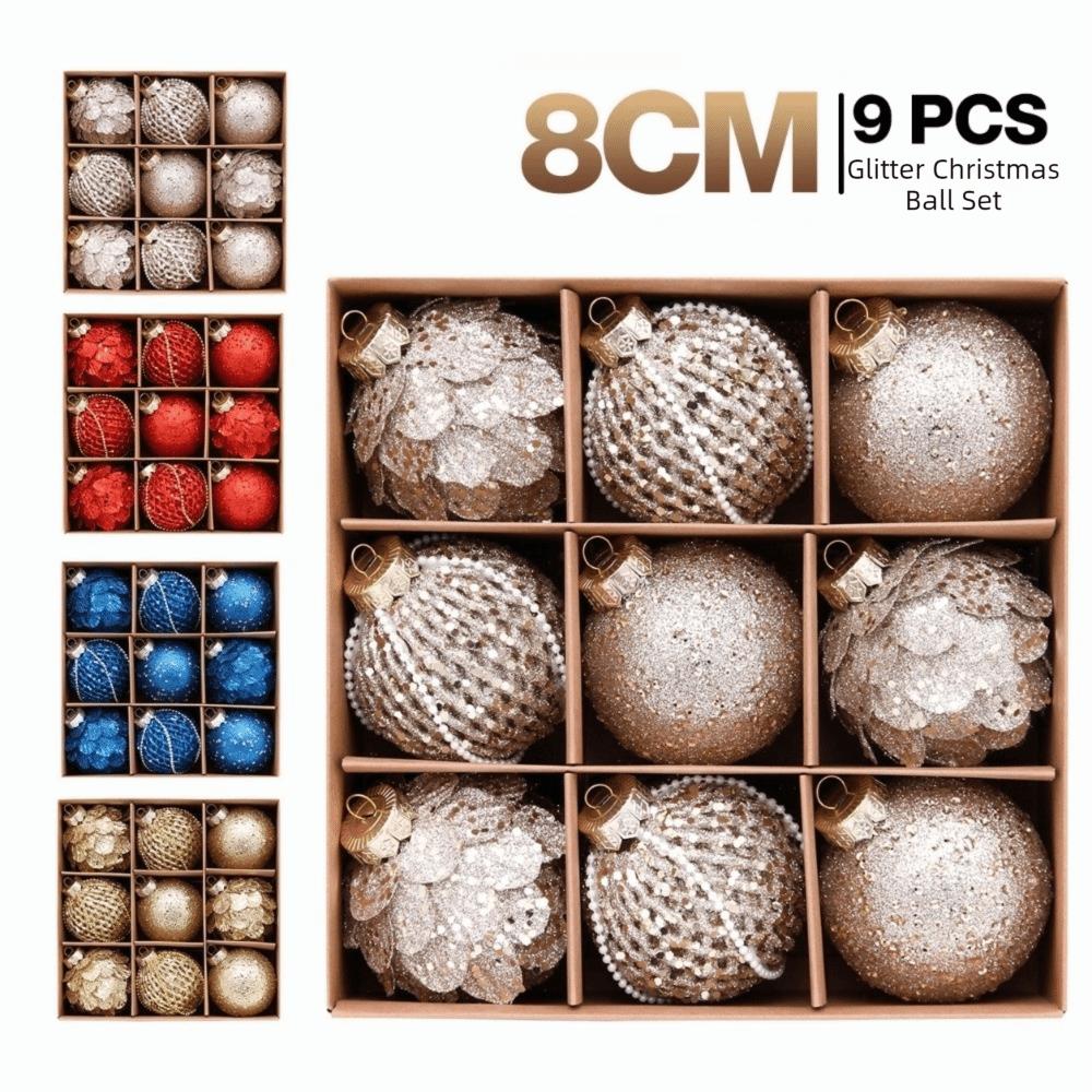 9PCS 8cm Christmas Ball Ornaments Flower Petal Holiday Ball Ornaments Home Decor