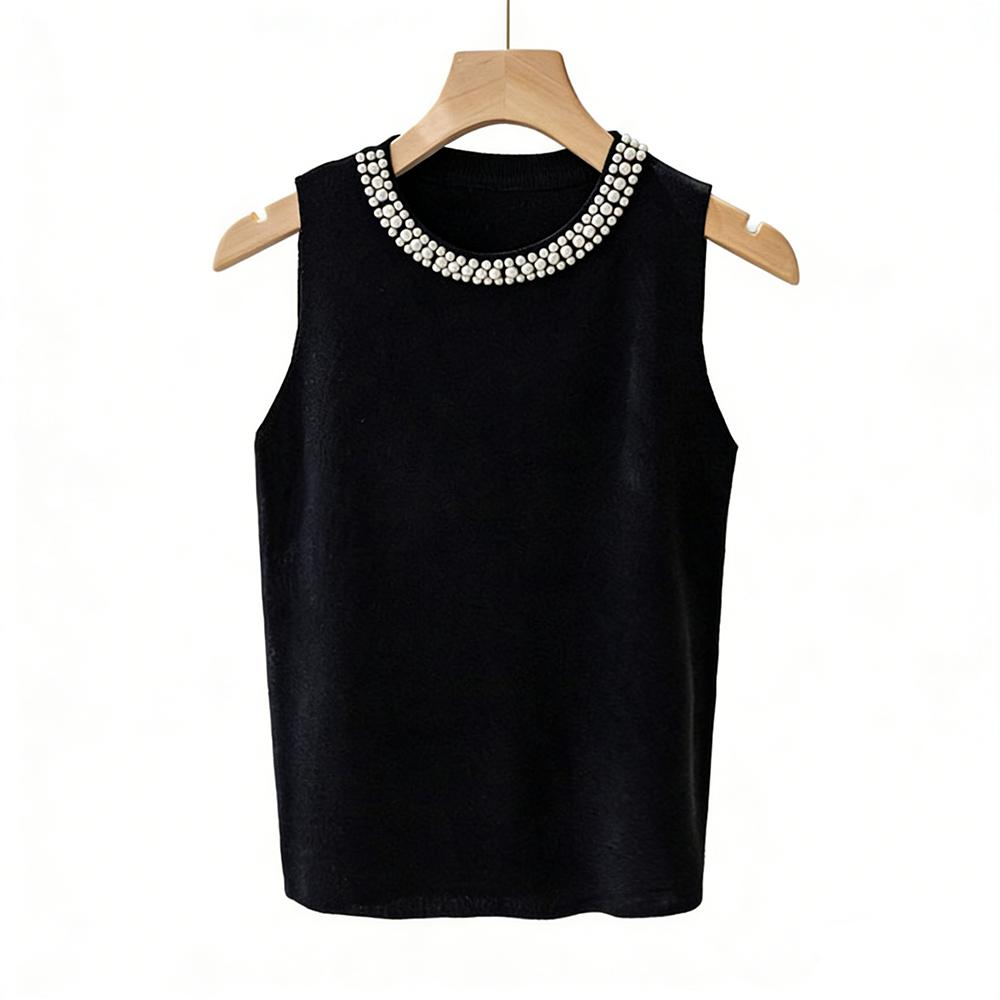 Summer Spring Women's Short Vest Sweet Sleeveless Top Elegant Knitted Vest Top Lady