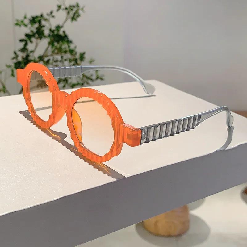 Винтажные Уникальные Круглые Солнцезащитные Очки в Полоску Женские Для Мужчин Модные Двойные Конфетные Цвета Линзы UV400 Панк Тренд Роскошные Солнечные Очки