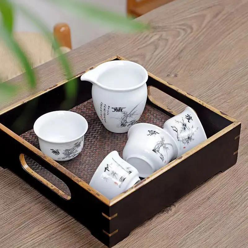 4 шт. Керамический набор для чая «Кунг-фу», чашки и кружки, исинский чайник, чайная утварь, самовар, чайник, гайвань, шу, чайник для пуэра, заварник